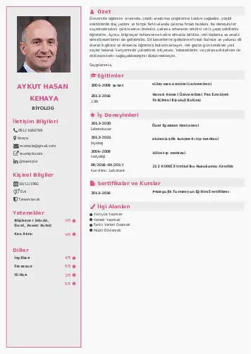 Biyolog CV Örnekleri cv indir